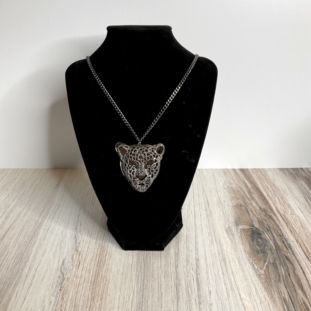 Dillards Dark Gray Cat Necklace
